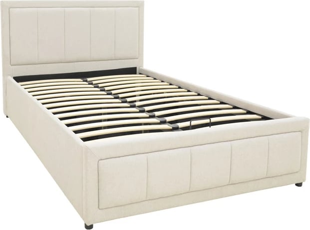 Krevat me hapësirë për depo, stof bezhë, Huga, 120x200cm