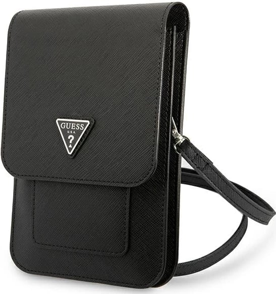 Çantë smartphone Guess Saffiano Triangle, e zezë