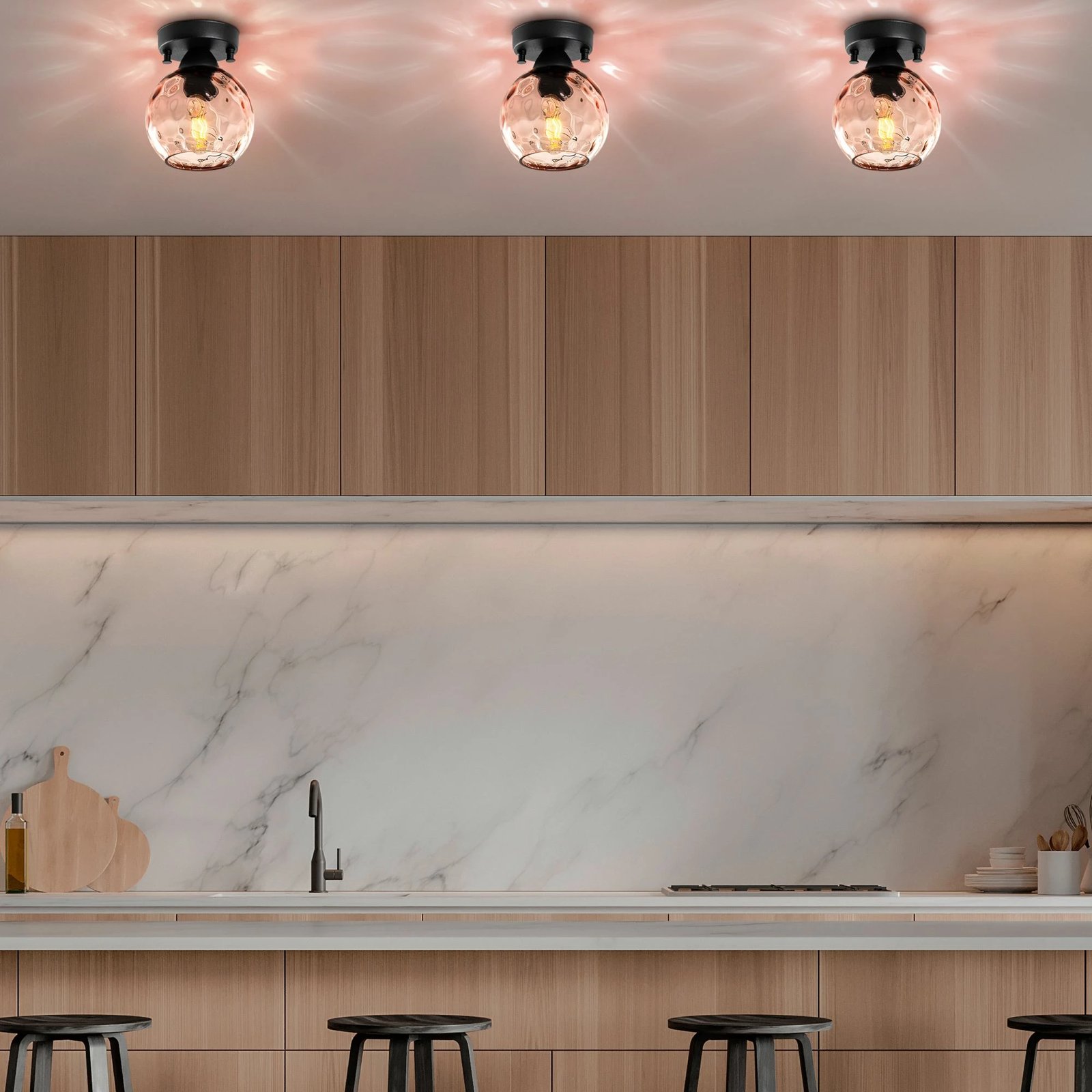 Llambë tavani Opviq, Benek - 15 - 14373, rozë dhe e zezë