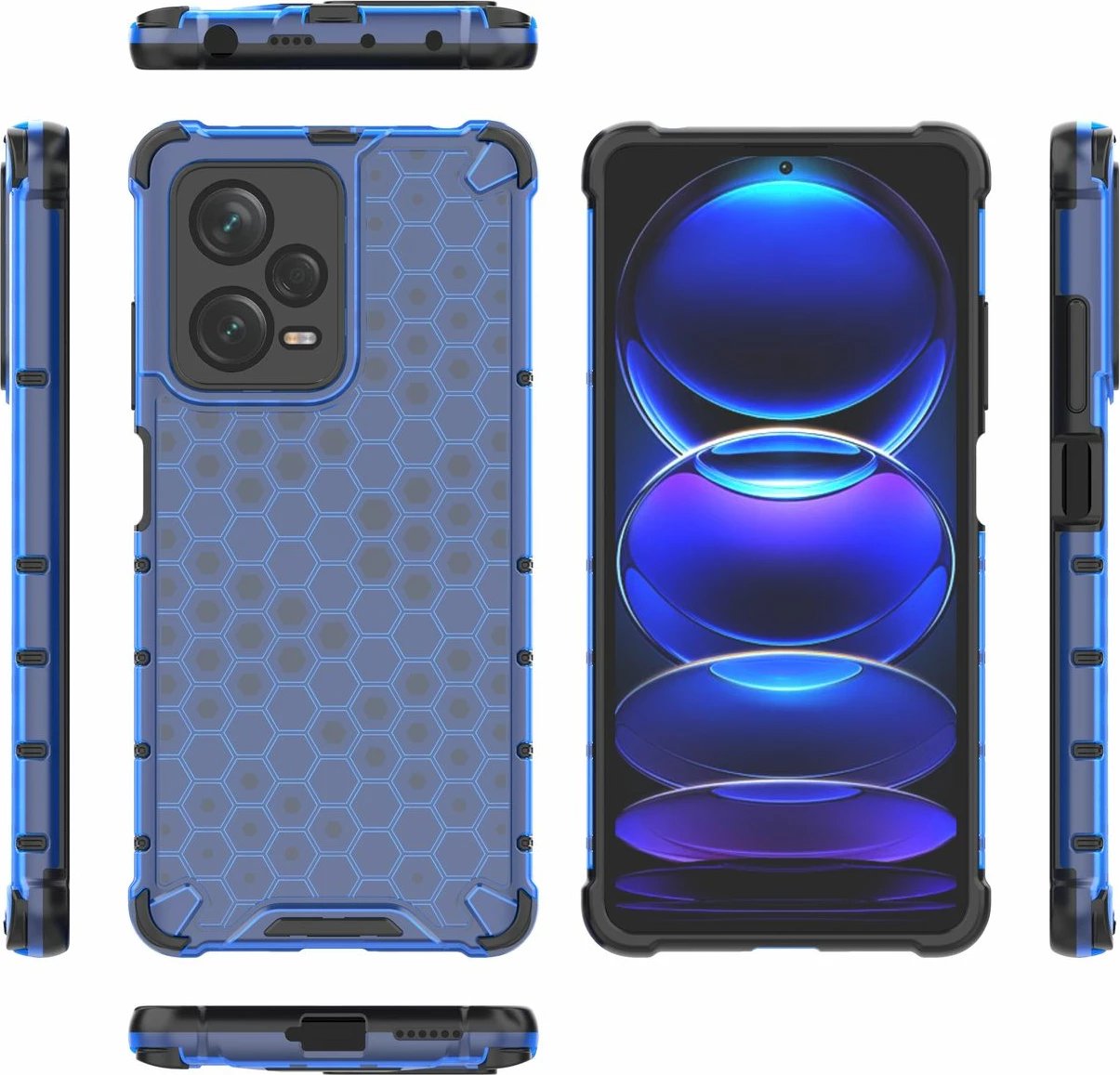 Mbështjellës Hurtel Honeycomb për Xiaomi Redmi Note 12 Pro+, kaltër
