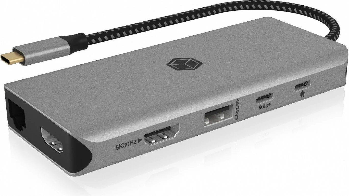 Stacion dokimi IcyBox IB-DK4061-CPD 12-në-1, 2xHDMI, PD 100W, antracit