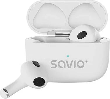 Kufje SAVIO TWS-01 PRO, wireless, earbuds, të bardha