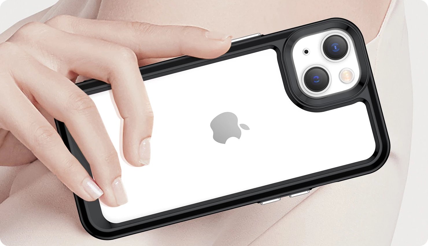 Mbështjellës Hurtel Outer Space Case për iPhone 14 Plus, hard cover me kornizë xheli, e zezë