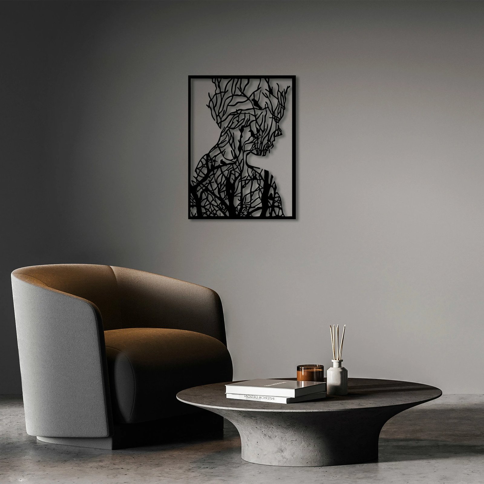 Aksesor dekorativ metalik për mur, Wallity, Tree Man - Model 319