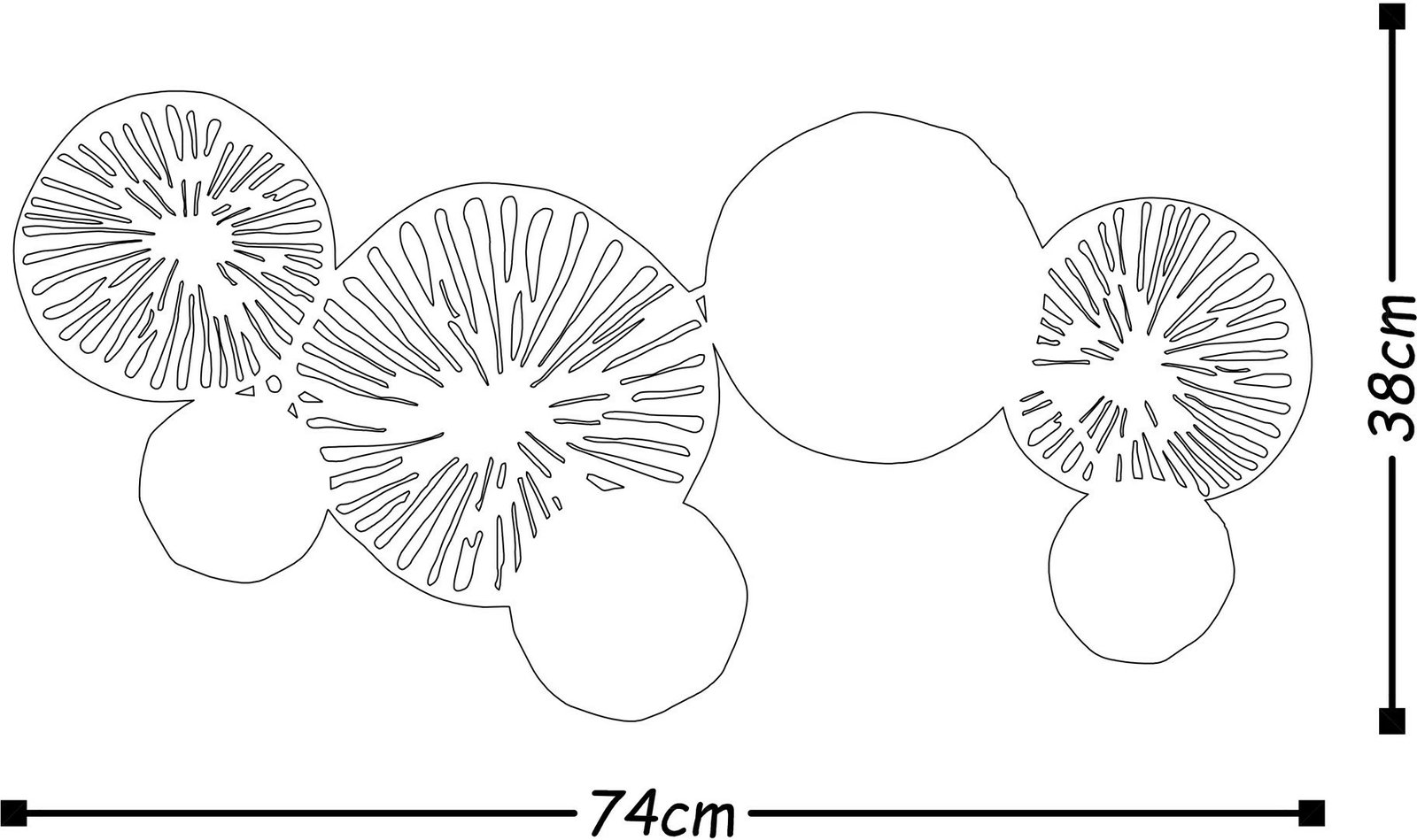 Aksesor dekorativ metalik për mur Wallity, art metalik 2