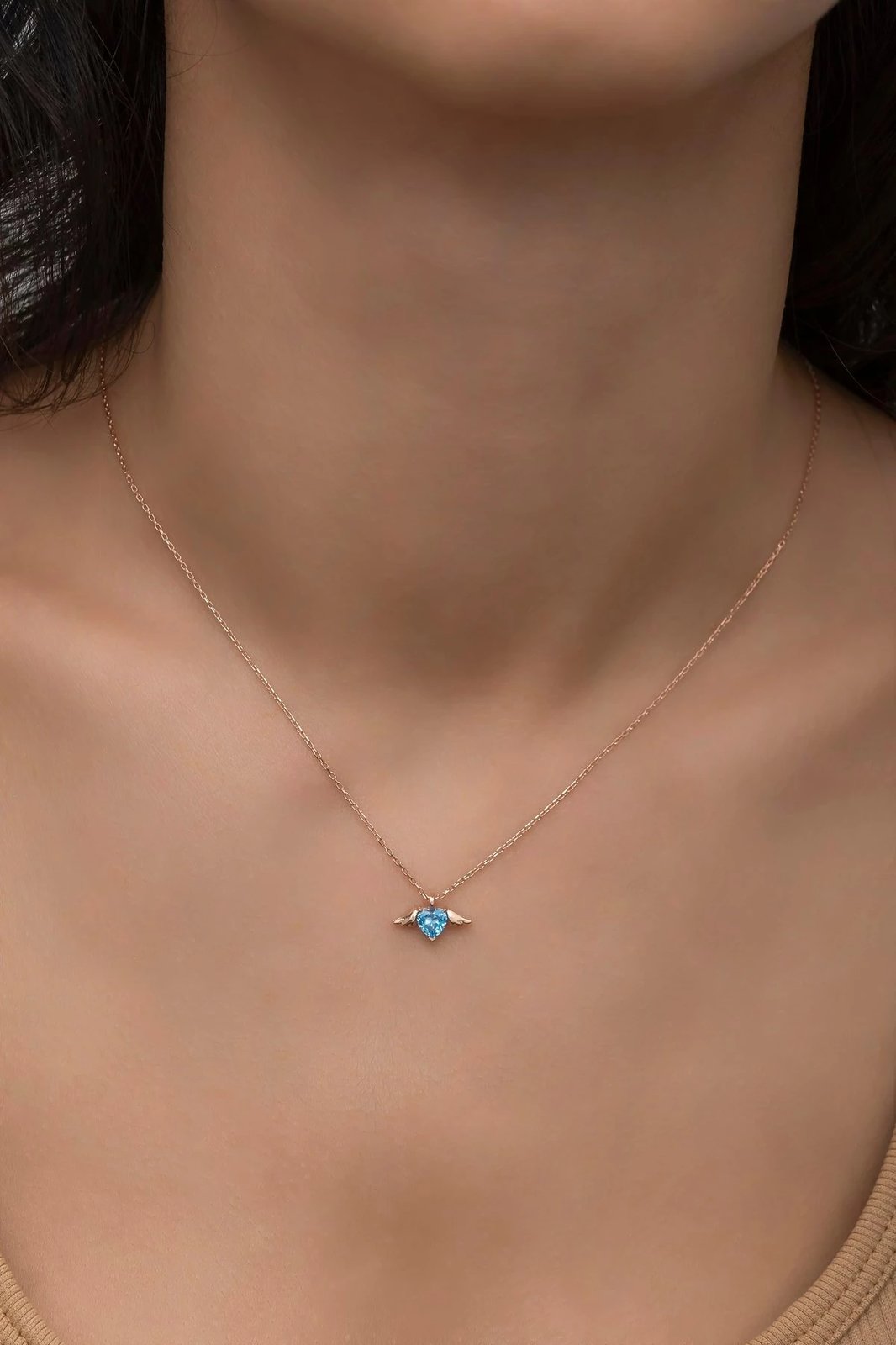 Qafore argjendi me gur akuamarin, ngjyrë rozë e kaltër, Jumeon, NRZ998281