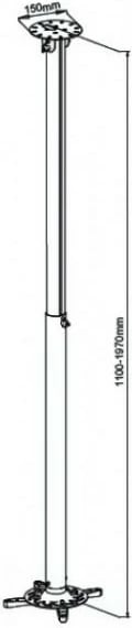 Krah projektori tavani Techly 301597, 110-190cm, 15kg, argjendtë