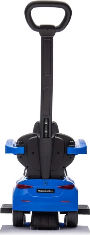 makinë ride-on me dorezë udhëzuese, Milly Mally Mercedes C-Class Deluxe, sedilje eko-lëkurë, goma gome, tinguj timoni, ngarkesë 25 kg, 12–36 muaj, blu