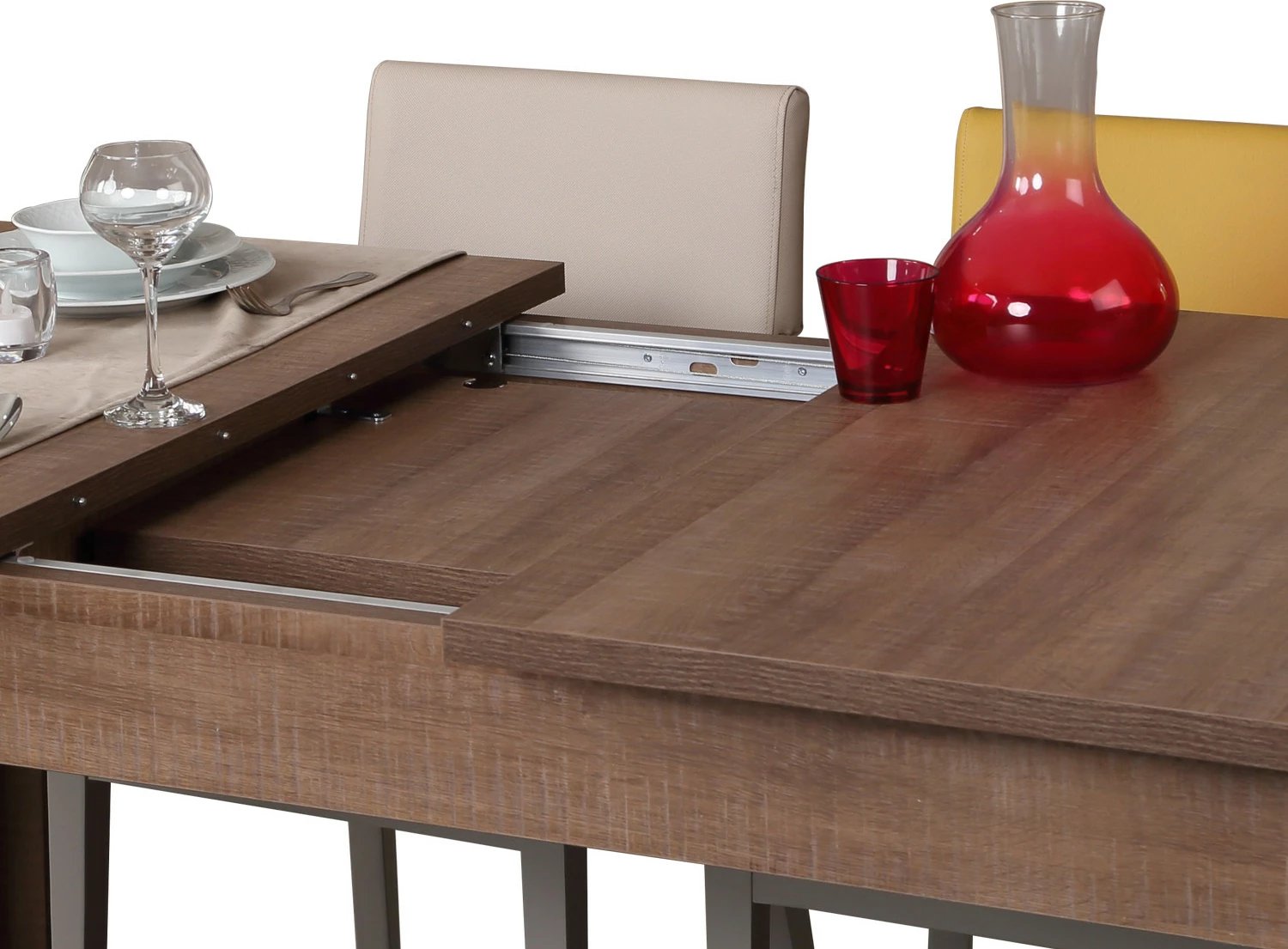 Tavolinë ngrënie me zgjerim Hanah Home, Huqqa, ngjyrë lis i errët