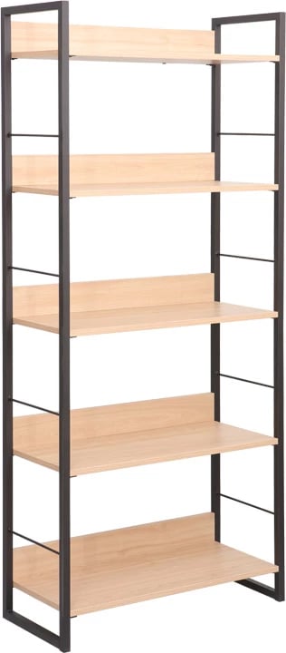 Raft librash Dorfie, ngjyrë natyrale me metal të zi, 70x30x159cm