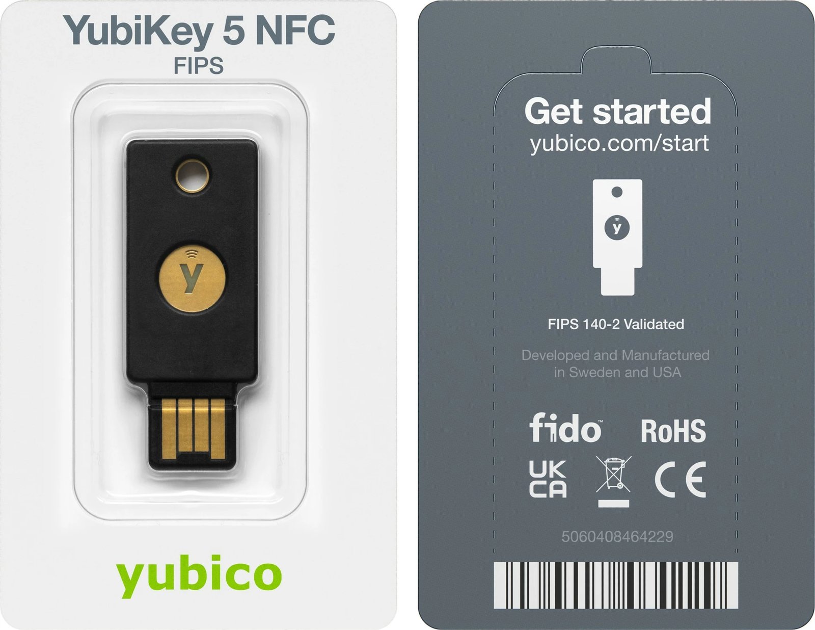 USB çelës sigurie Yubico YubiKey 5 NFC FIPS, NFC, e zezë