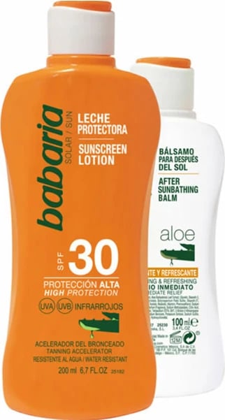 Set krem dielli dhe balsam pas diellit Babaria SPF30 unisex 2 copë 200ml + 100ml