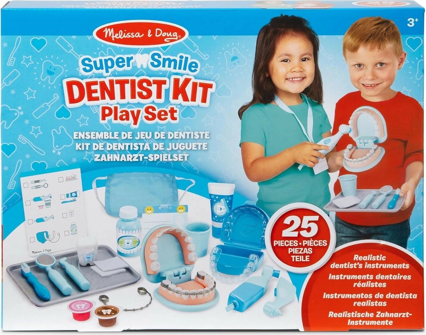 Set dentist, Melissa & Doug, Super Smile Dentist Kit, 25 copë, multicolor