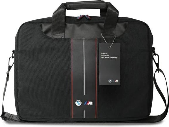 Çantë laptopi BMW BMCB15COMPVSKR, 16", najlon, vija të kuqe, e zezë Çantë laptopi BMW BMCB15COMPVSKR, 16", najlon, vija të kuqe, e zezë