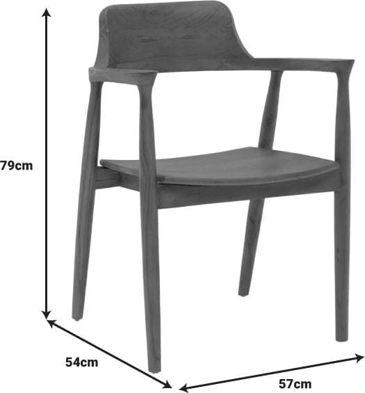Karrige Jambene, ngjyrë arre, dru teak, 57x54x79cm