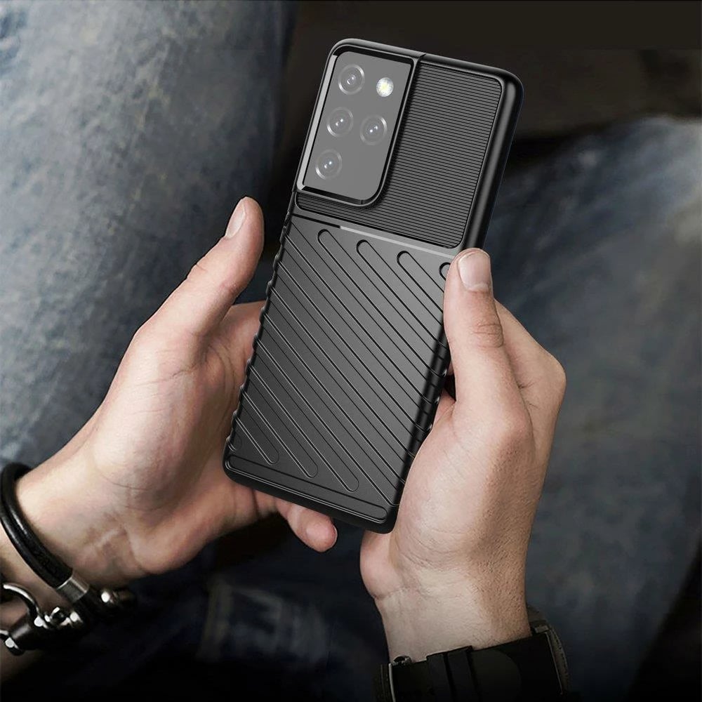 Mbështjellës Hurtel Thunder Case për Samsung Galaxy S22 Ultra, i zi