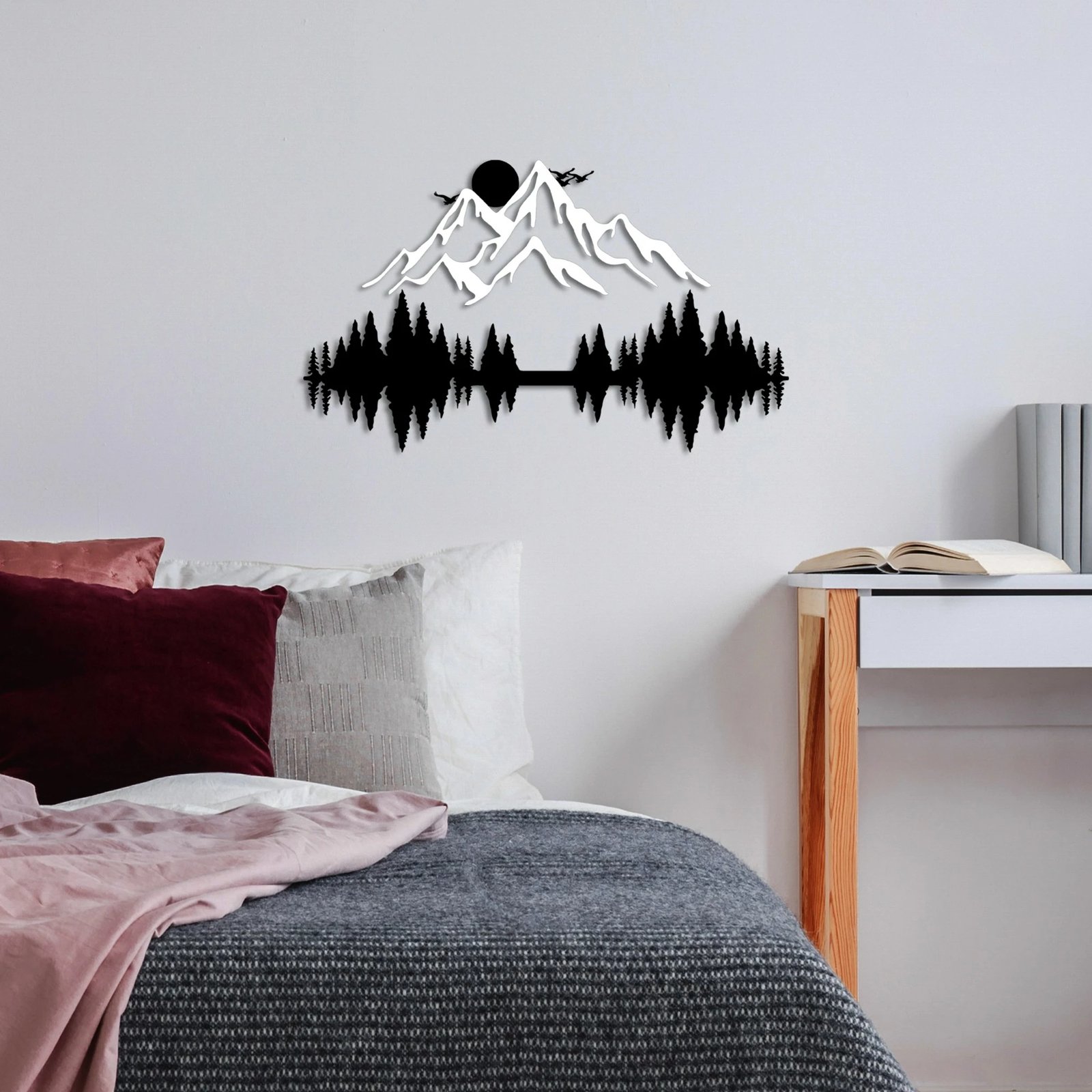 Aksesor dekorativ metalik për mur, natyrë dhe male, Wallity - 2 copë