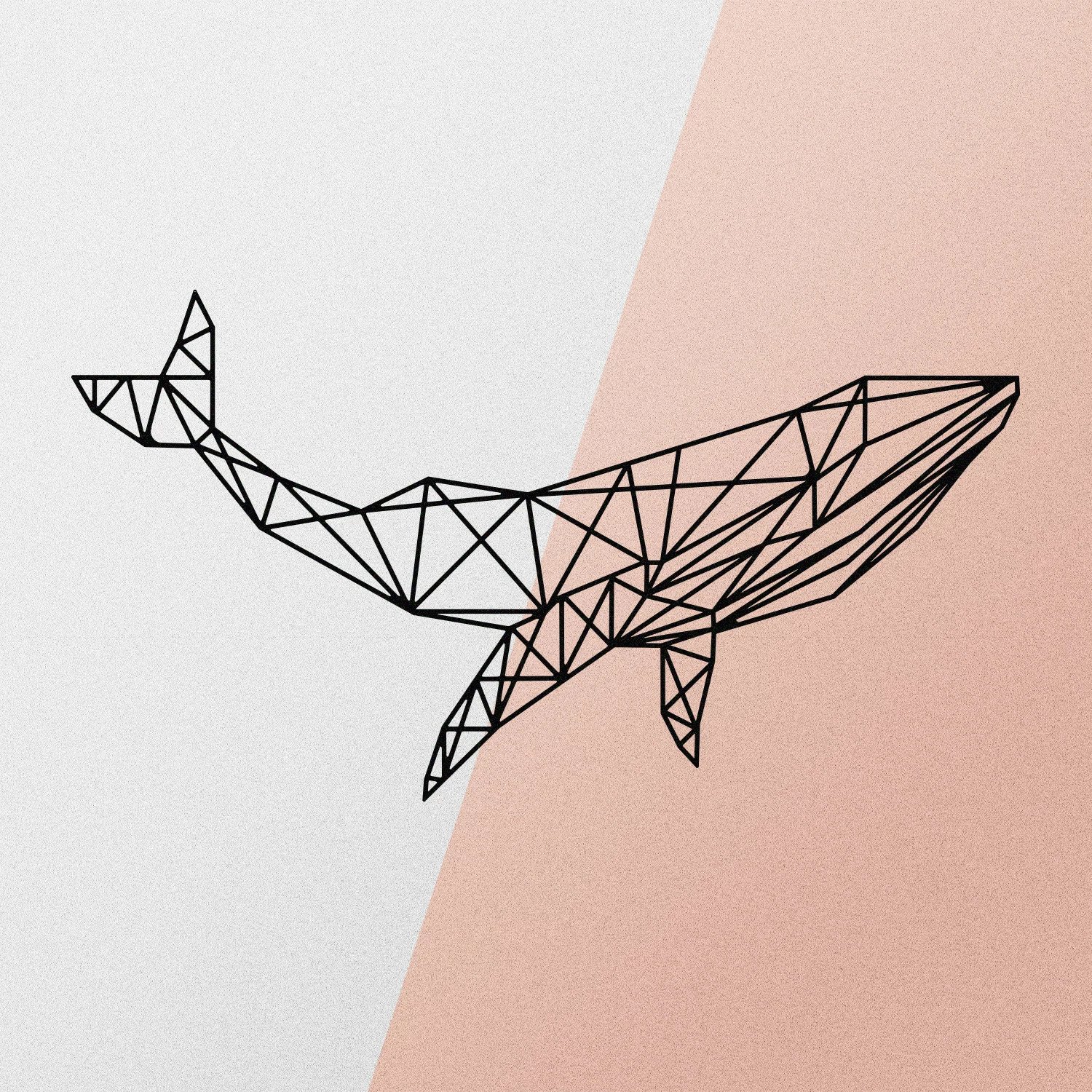 Aksesor dekorativ metalik për mur, balenë, Wallity, e zezë, 56x31cm