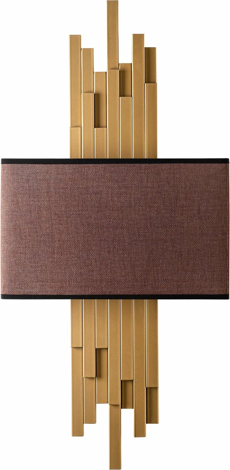 Llambë muri Opviq, Axıs - 15113, trup metalik, kapak prej tekstili, ngjyrë ari dhe kafe, 35x75x10 cm