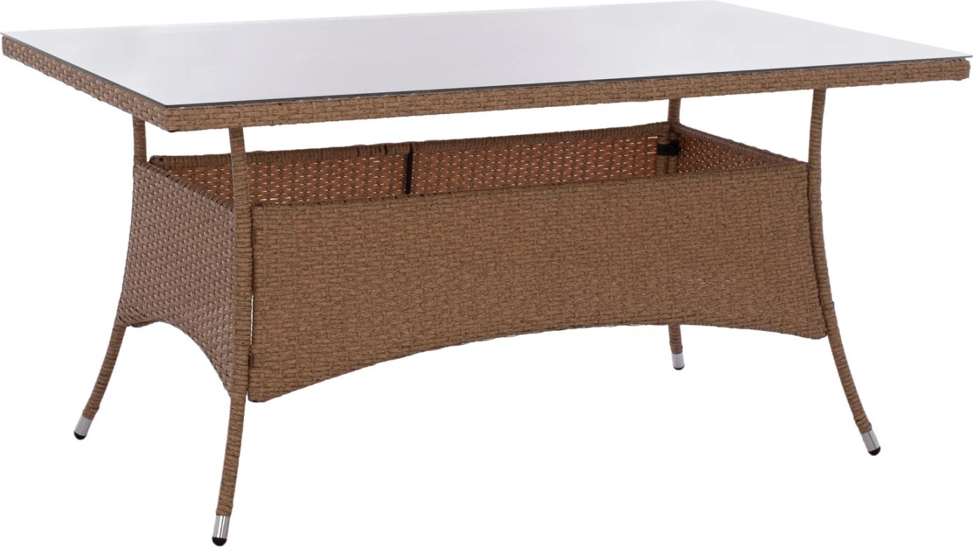 Tavolinë metalike Minsk rattan, ngjyrë bezhë-kafe, FH5507.02, 150x90x75 cm