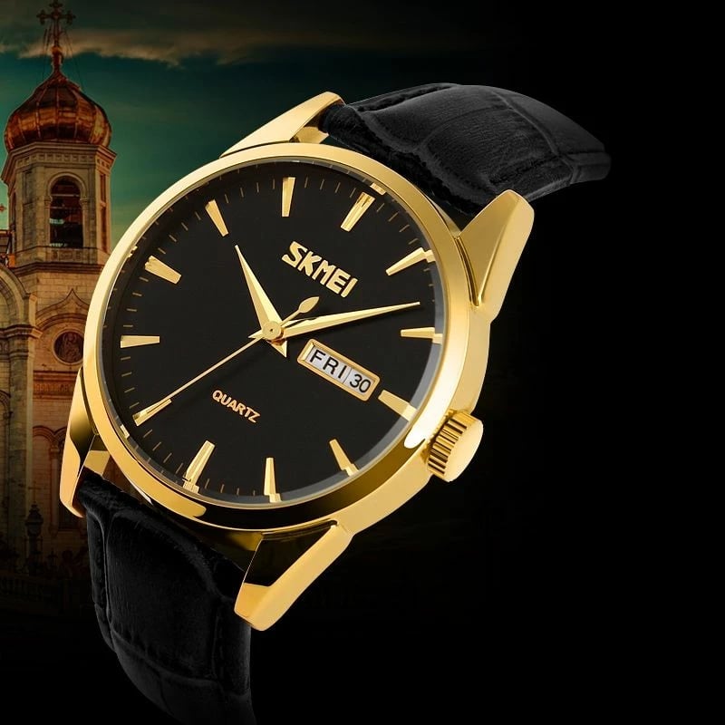 Orë dore për meshkuj Skmei, e zezë