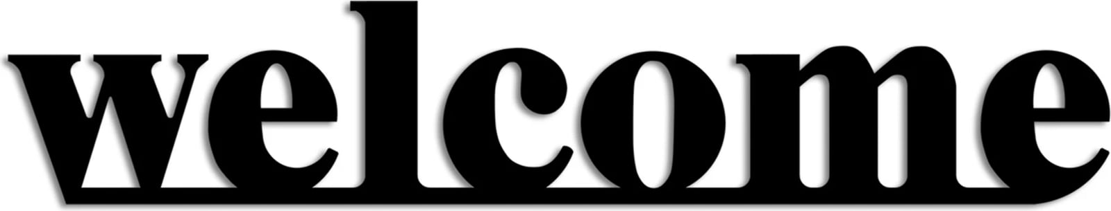 Aksesor dekorativ metalik për mur, Wallity, welcome, ngjyrë e zezë, 70x13cm