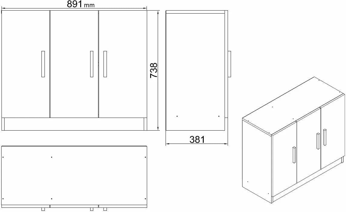 Set mobiljesh për zyre Hanah Home, Vo16-W, ngjyrë e bardhë