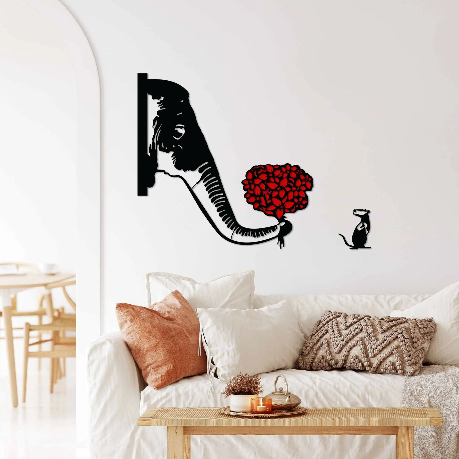 Aksesor dekorativ metalik për mur, Wallity Banksy Metal 04, zi dhe e kuqe, 72x72cm