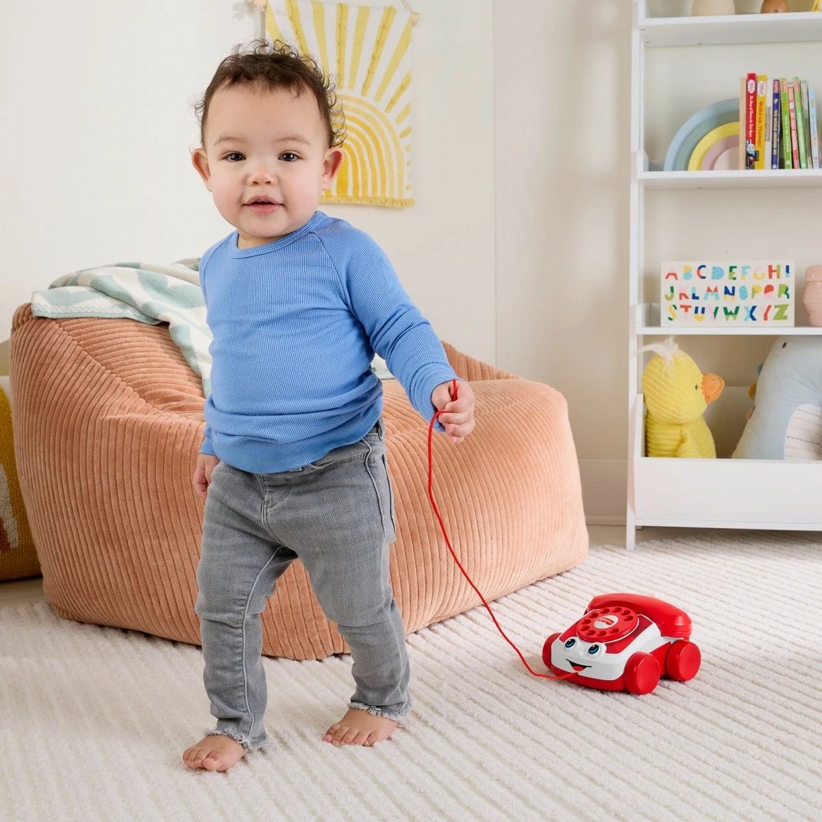 Lodër telefon tërheqës Fisher Price Chatterbox JGG97, plastikë, kuqe/bardhë, për fëmijë