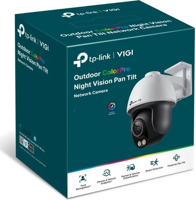 Kamerë IP TP-LINK VIGI C540S, 4MP, Pan/Tilt, ColorPro Night Vision, Bardhë