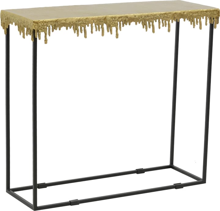 Tavolinë konzolë Bulco Inart, metal, ngjyrë ari-e zezë, 80.5x28x72cm