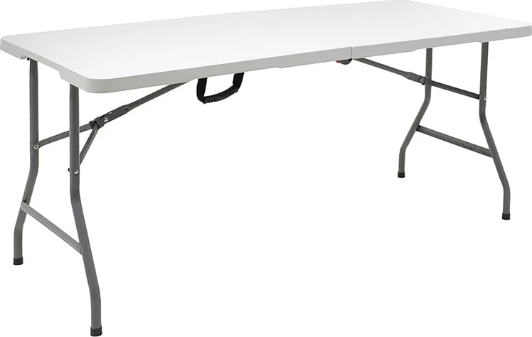 Tavolinë palosëse Rodeo, valixhe, e bardhë, 240x76x74cm