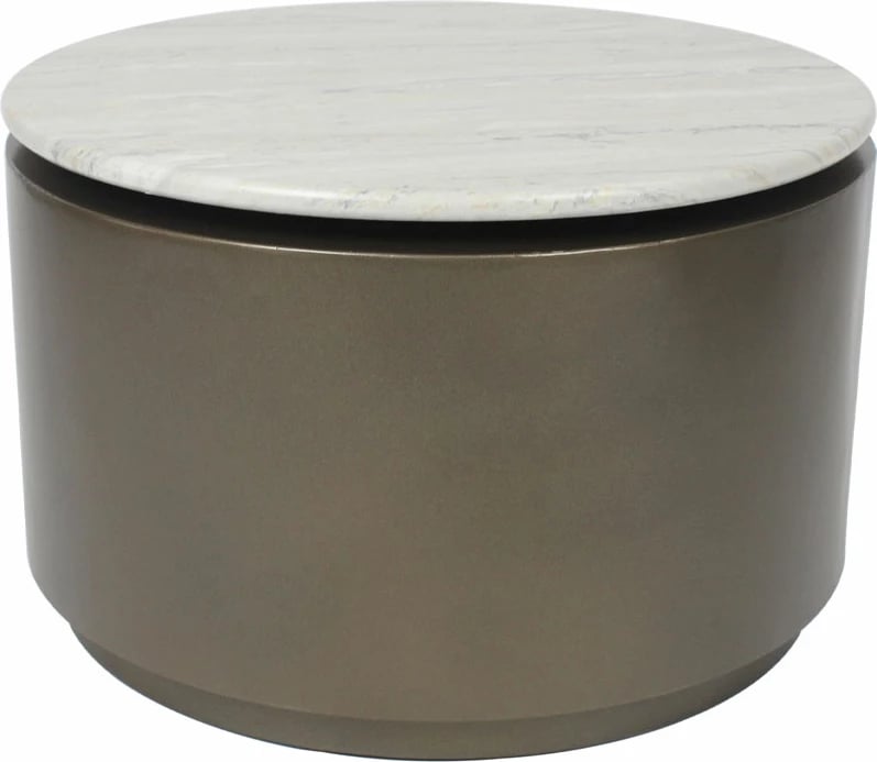 Tavolinë kafeje Pomma, travertin, bronz, 60x60x38cm