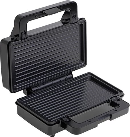 Toster sanduiçash 2-në-1, Adler AD 3073, pllaka të këmbyeshme sanduiçi dhe grill, shtresë jo-ngjitëse, 1000–1400W, i zi