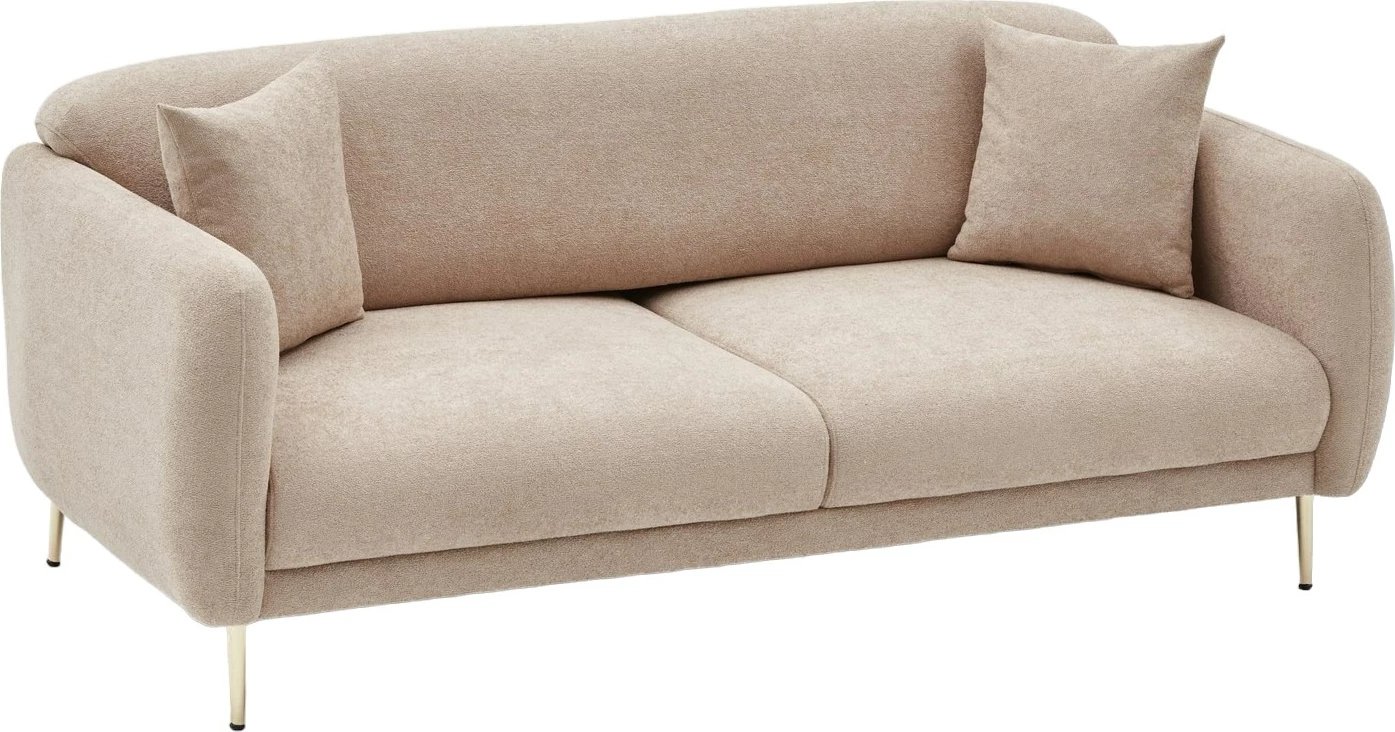 Divan-krevat treshe Simena, bezhë, këmbë metalike, Atelier del Sofa