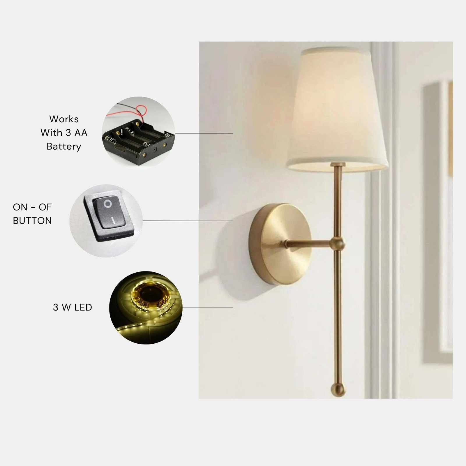 Llambë muri Opviq, Brice - 8875-1P, ngjyrë ari dhe krem