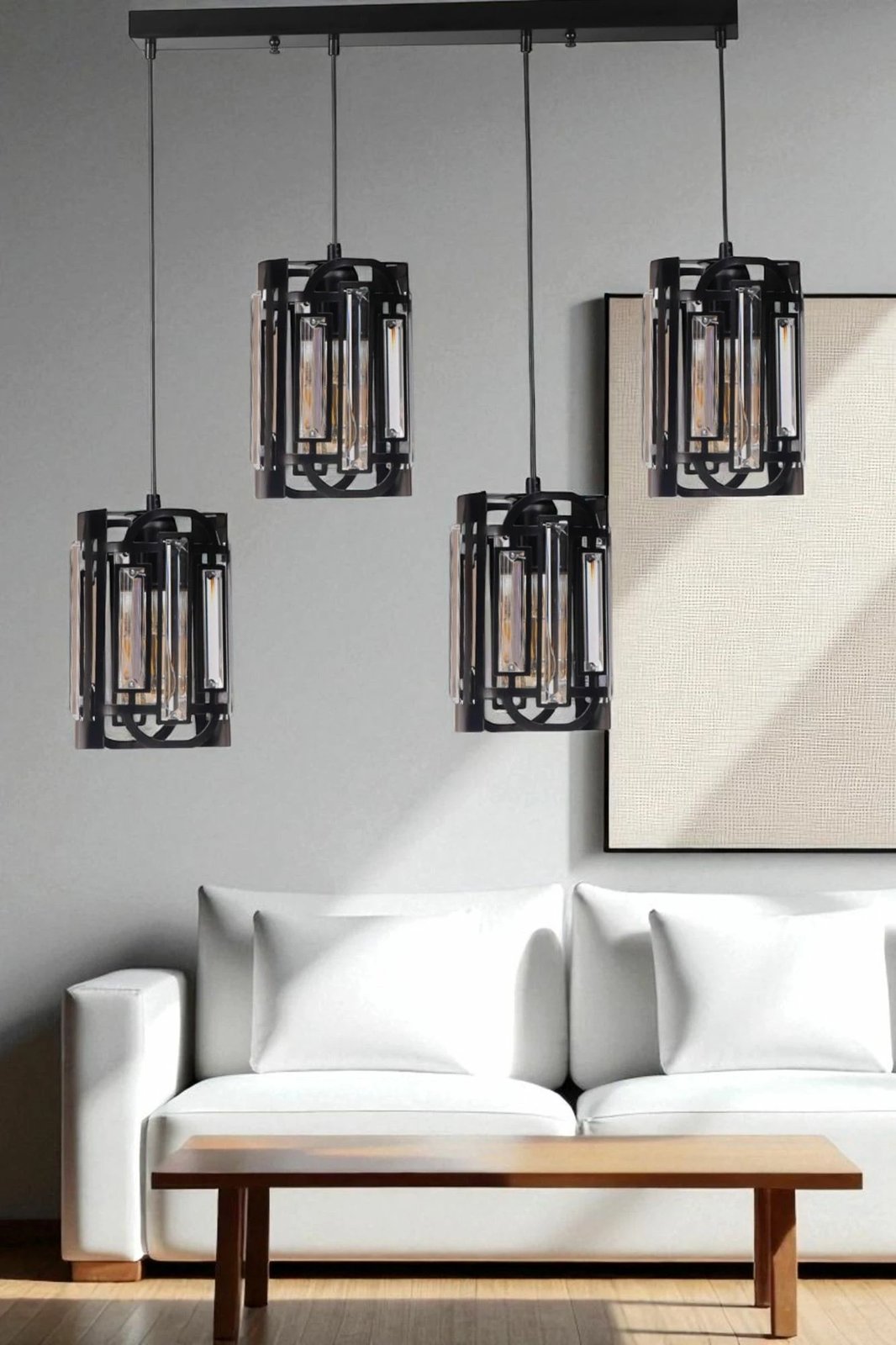 Llambë tavani Opviq, 9044-6, metal dhe xham, e zezë