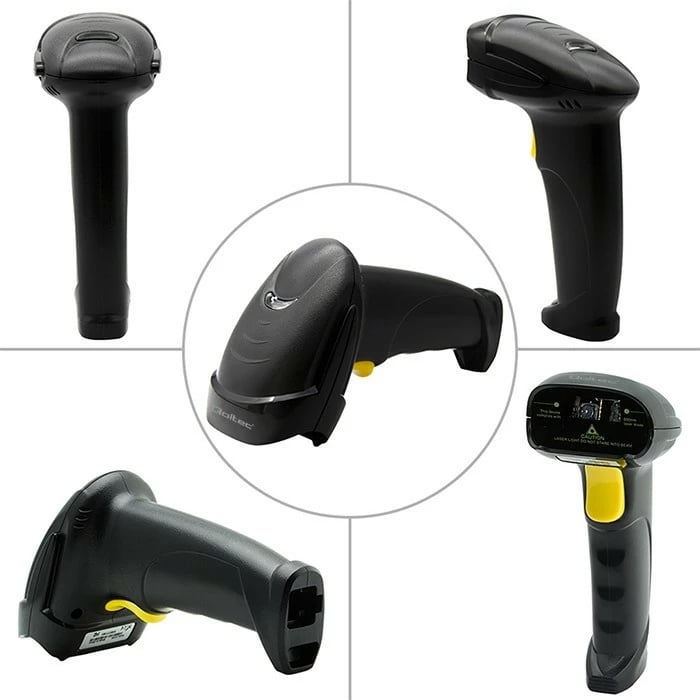 Skaner barkodesh me lazer Qoltec 50853, 1D/2D, i zi/verdhe, me kabllo USB