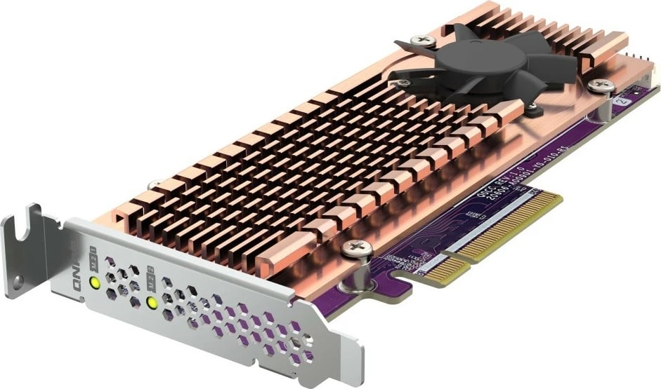 Kartë zgjerimi QNAP QM2-2P-384A, 2x M.2 NVMe, PCIe 3.0, me ftohje, Portokalli