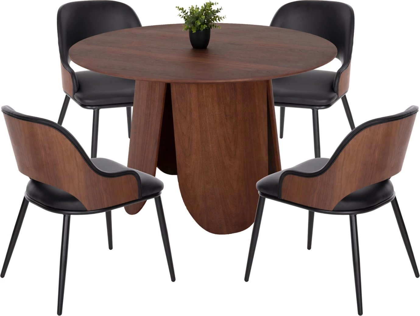 Set për dhomë ngrënieje 5 pjesë, tavolinë DENTY & 4 karrige DELF (e zezë)