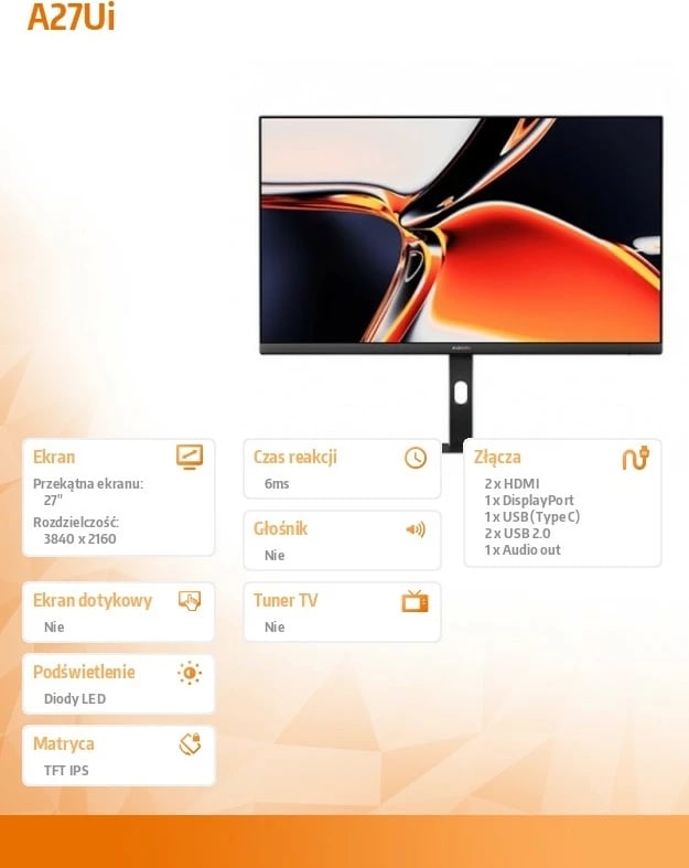 Monitor XIAOMI A27Ui 27", 4K UHD, IPS, i zi