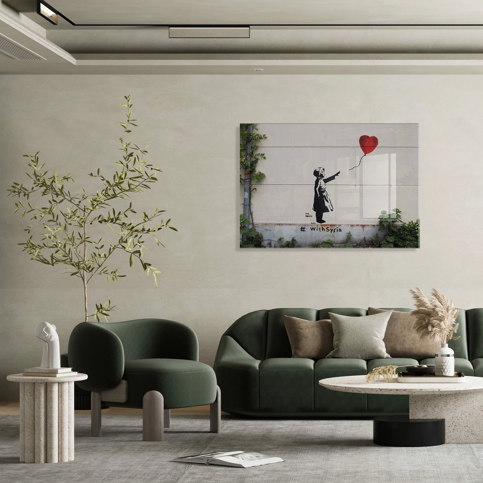 Pikturë dekorative prej xhami të temperuar, Banksy, shumëngjyrëshe, 50x70cm