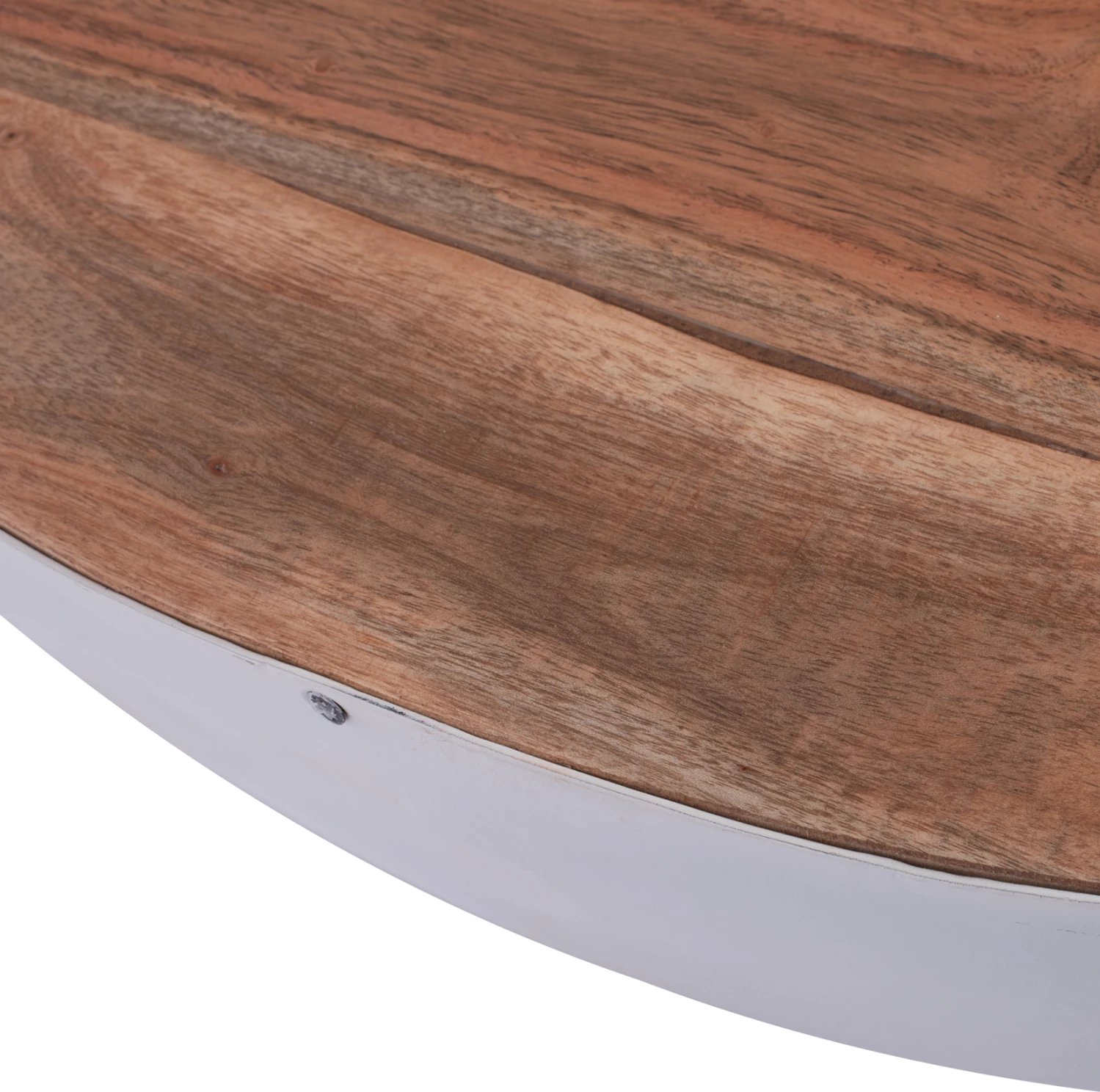 Tavolinë dekorative për kafe, formë gjysmë-sferike, ngjyrë e bardhë dhe dru akacie, FH8717.03, 90cm