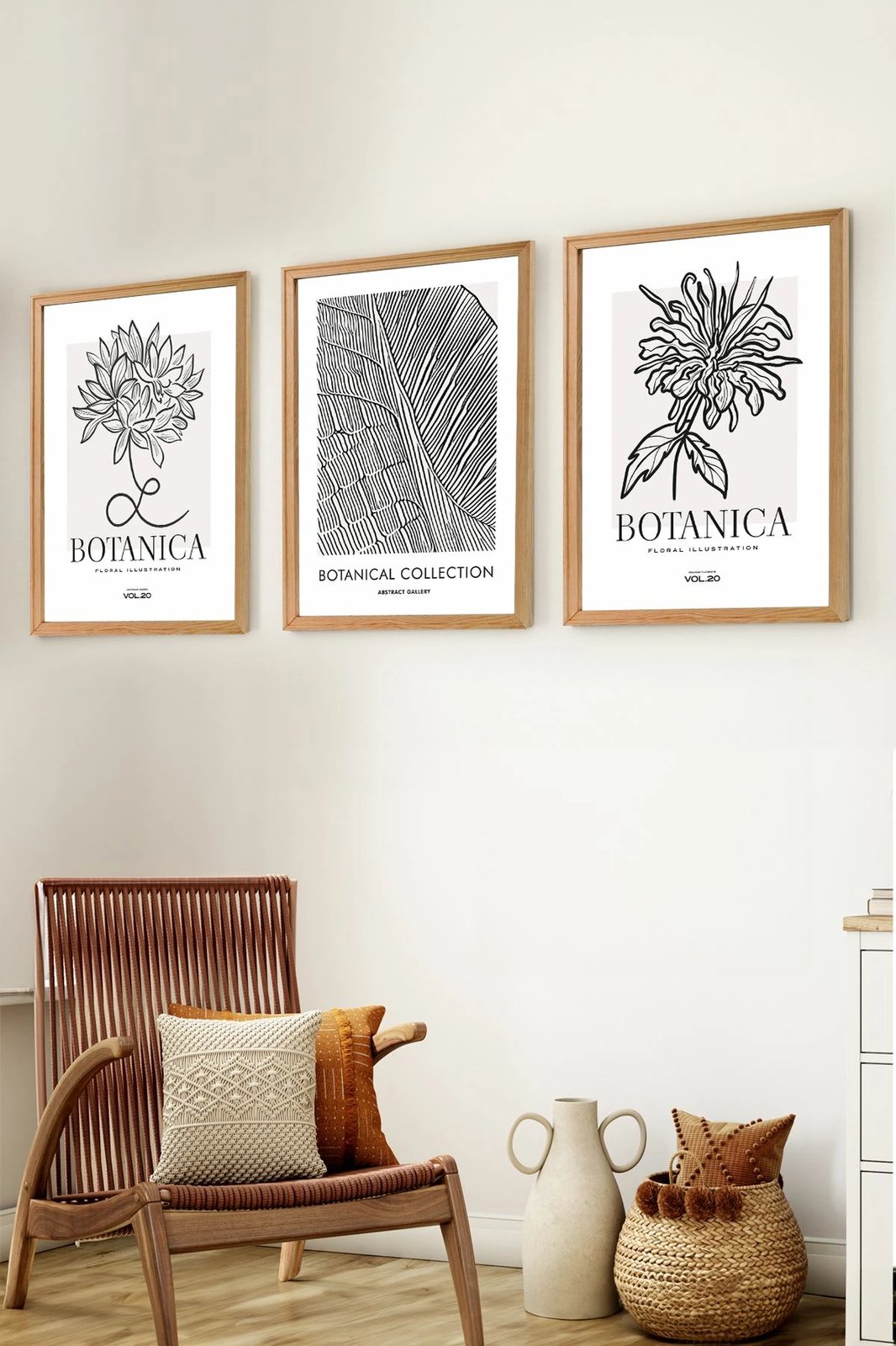 Set pikturash dekorative me kornizë, MDF, Wallity, Myk3006-3 (3 copë)