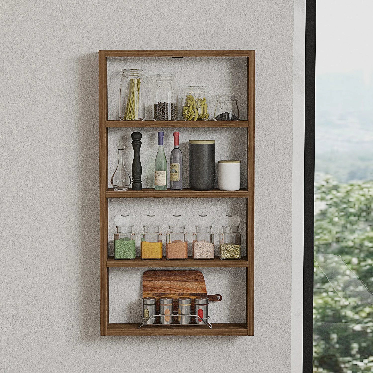 Raft muri Skye Decor, Quatro, ngjyrë arre