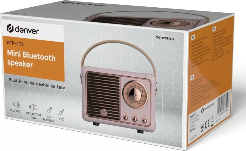 Altoparlant Bluetooth Denver BTP-203 retro rose