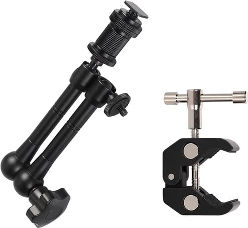 Mbajtës kapëse për kamerë/mikrofon, Hurtel, universal me krah të artikuluar, i rregullueshëm, zi
