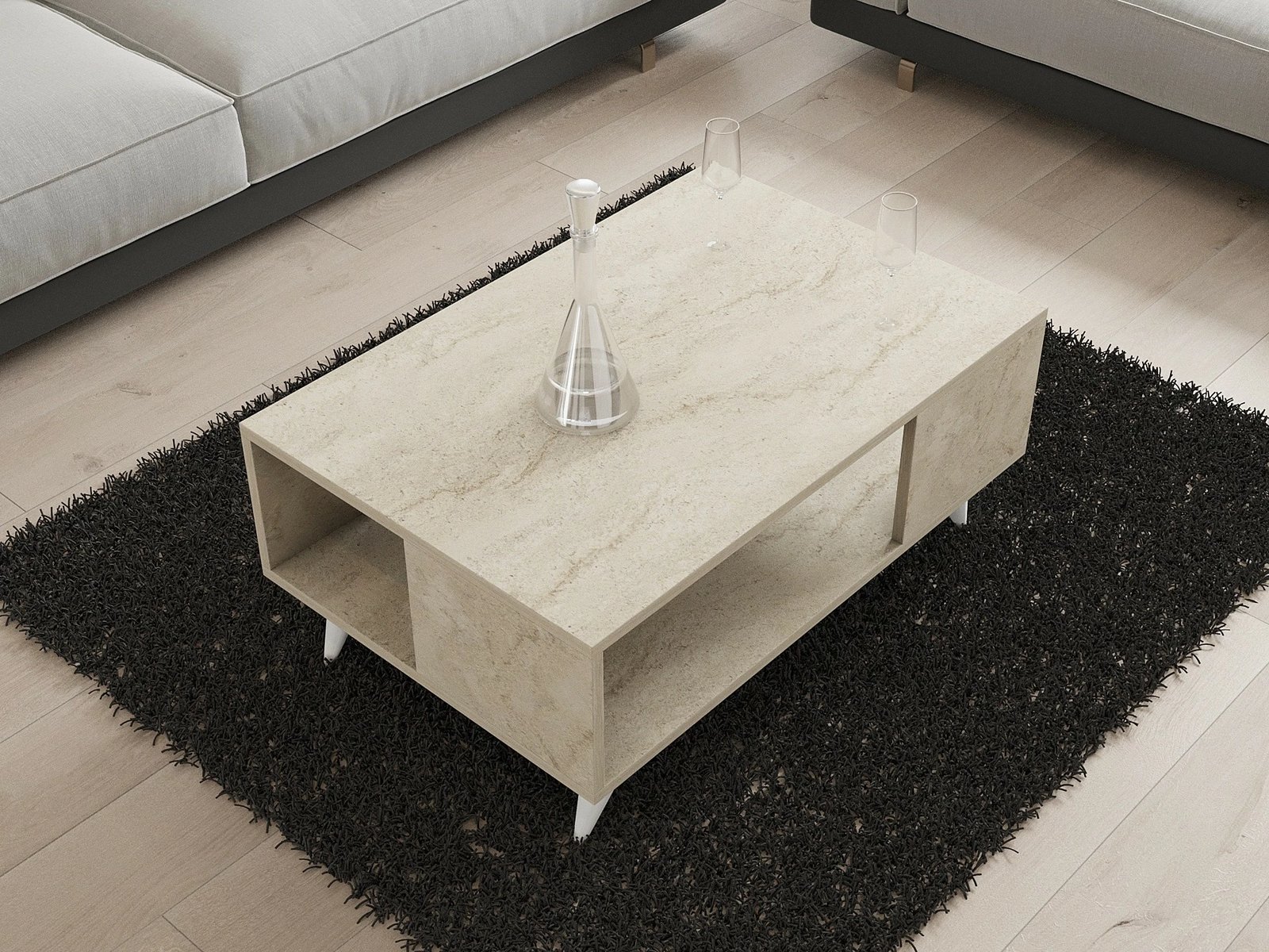 Tavolinë kafeje dy nivele, ngjyrë travertin, Hanah Home Yuka