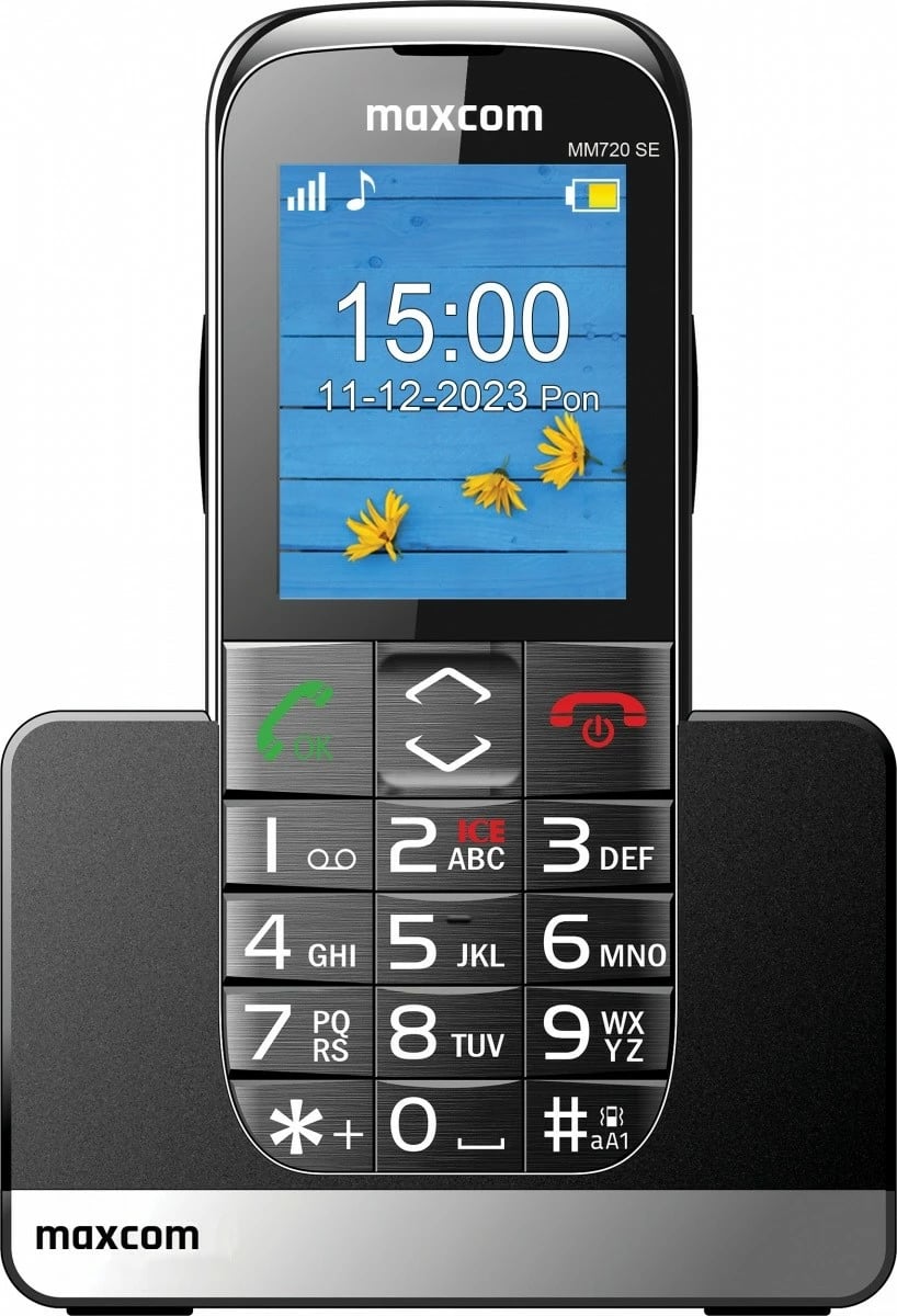 Celular Maxcom MM720 SE, 2.2", tastierë e madhe, 800 mAh, i zi