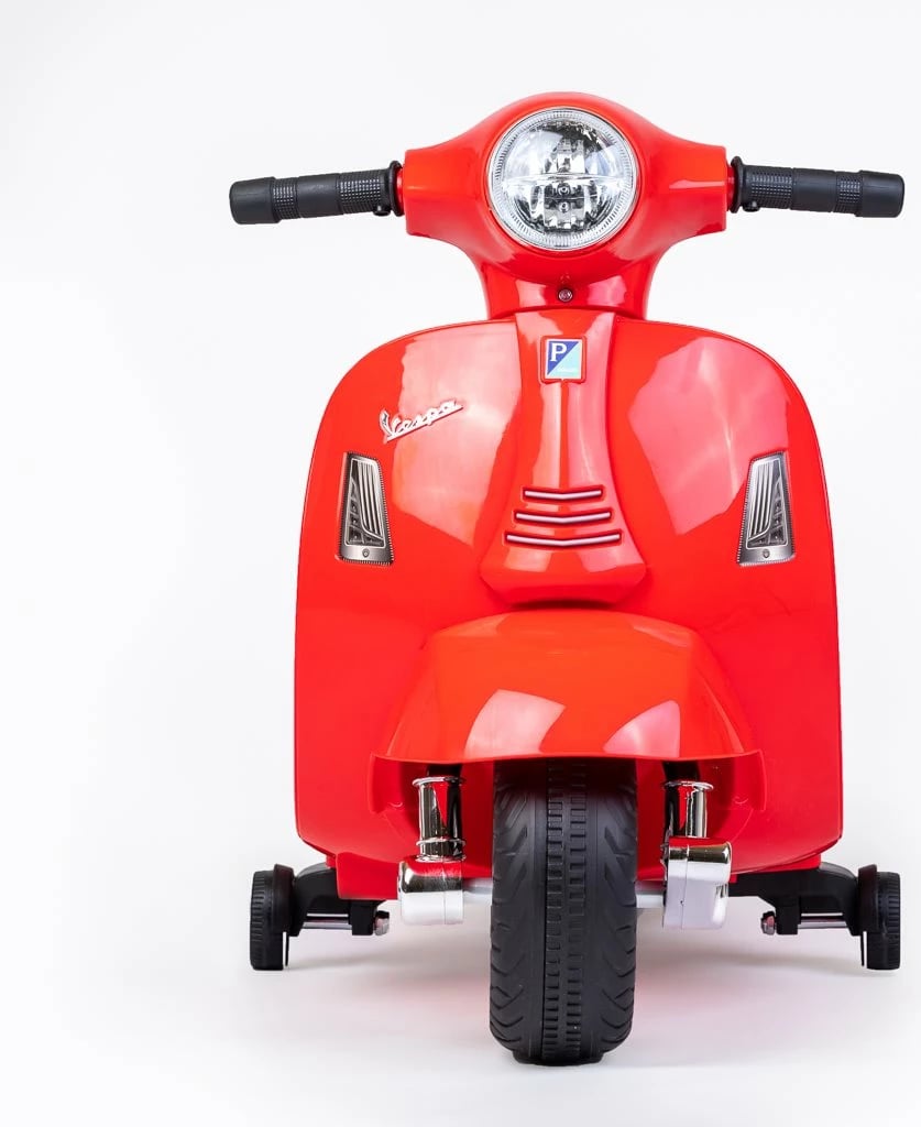 Motoçikletë elektrike fëmijësh, Baby Mix, Vespa, 6V 4.5Ah 30W, kapacitet 25 kg, me rrota anësore, e kuqe